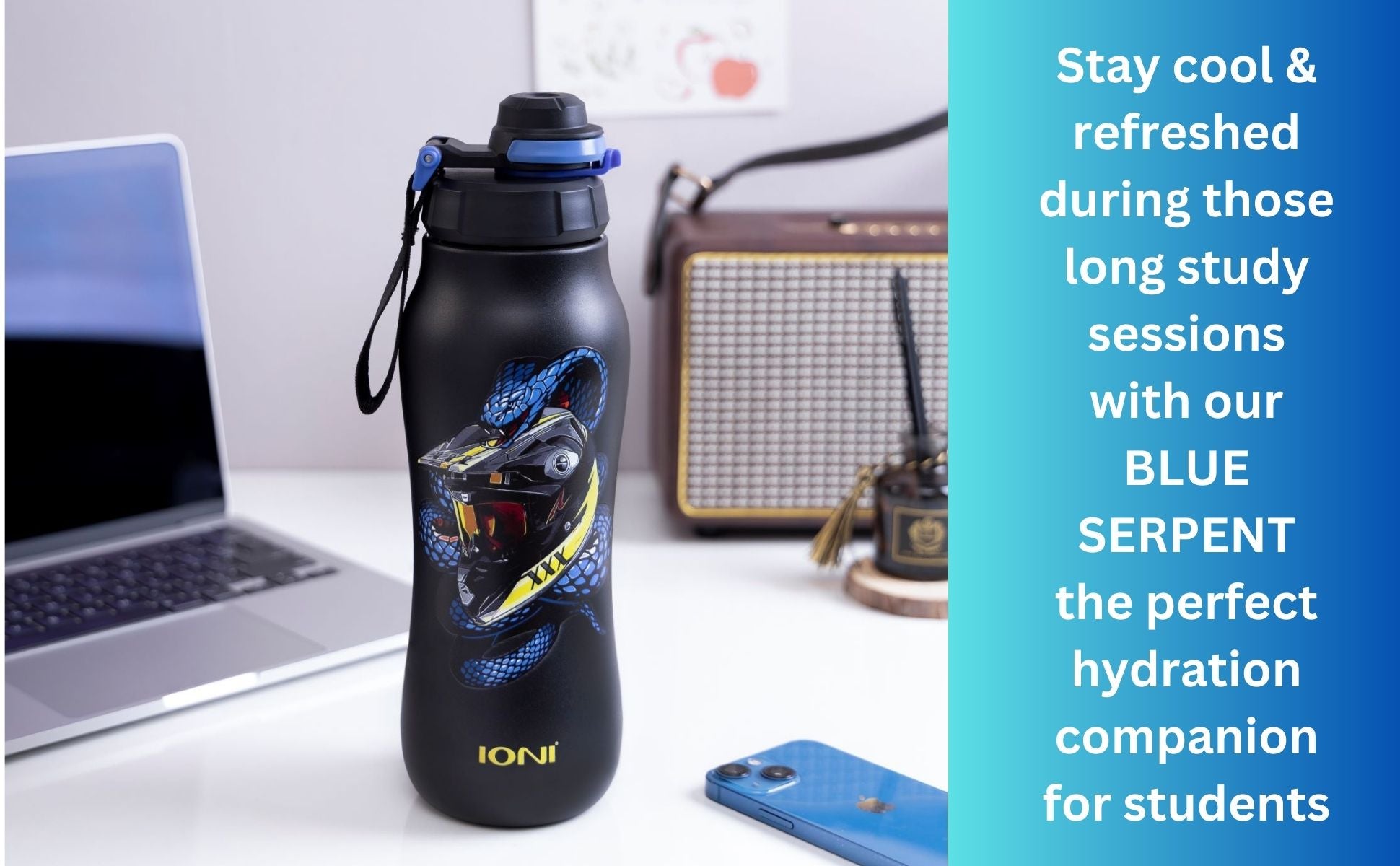 IONI Designer Water Bottles - Blue Serpent